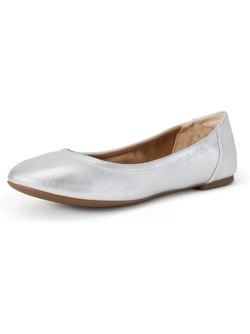 Amazon Essential Women's Silver Synthetic Comfortable Slip On Casual Ballet Flat